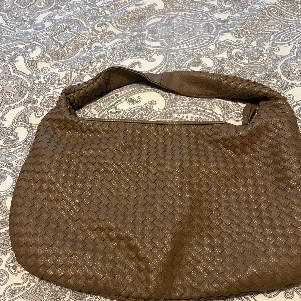 Faux leather woven bag